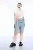 Resim Büyük Beden Açık Mavi Yüksek Bel Bermuda Kot Şort