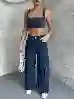 Resim Mavi Kargo Cep Detaylı Wide Leg Jean