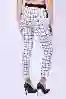 Resim BEL SİYAH LASTIKLI SİYAH/GRİ/BEYAZ PAÇA YIRTMAÇLI EKOSE PANTOLON
