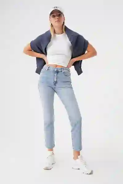 Resim Açık Mavi Yuksel Bel Slim Fit Jean