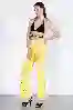 Resim Sarı Boyalı Yüksek Bel Palazzo Jeans