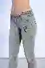 Resim Gri Düşük Bel Lazer ve Dikiş Detaylı Skinny Jeans