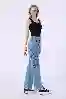 Resim Açık Mavi Yüksek Bel Kargo Cepli Wide Leg Pantolon
