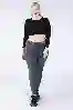 Resim Büyük Beden Koyu Gri Normal Bel Skinny Jeans