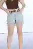 Resim Yüksel Bel Lazerli Mini Kot Şort