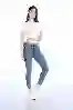 Resim Mavi Yüksek Bel Skinny Jeans