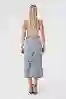 Resim Midi Yırtmaç Detaylı Denim Etek
