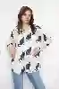 Resim Kedi Baskılı Saten Gömlek