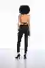 Resim Siyah Yüksek Bel Lazer Detaylı Skinny Jeans