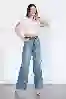Resim Mavi Yüksek Bel Palazzo Jeans