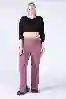 Resim Büyük Beden Mor Yüksek Bel Paça Kesik Flare Jeans