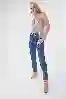 Resim Mavi Yüksek Bel Paça Detayli Slim Mom Jean