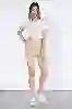 Resim Bej Denim Biker Şort