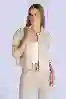 Resim Bej Dikiş Detay Oversize Crop Kot Ceket