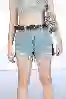 Resim Yüksel Bel Lazerli Mini Kot Şort