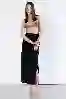 Resim Siyah İki Yanı Yırtmaç Detay Midi Boy Kot Etek