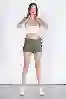 Resim Haki Stoperli Mini Paraşüt Şort