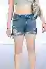 Resim Yüksel Bel Lazerli Mini Kot Şort