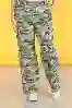 Resim Büyük Beden Kamuflaj Desen Yüksek Bel Wide Leg Kargo Pantolon