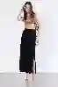 Resim Siyah İki Yanı Yırtmaç Detay Midi Boy Kot Etek