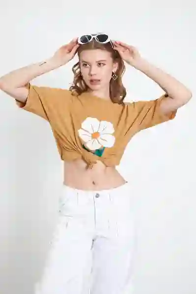 Resim PAPATYA BASKILI T SHİRT