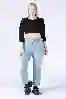 Resim Büyük Beden Açık Mavi Yüksek Bel Mom Jeansl