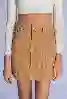 Resim Açık Kahverengi Fitilli Kadife Mini Etek