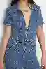 Resim Kısa kol İspanyol Paça Denim Tulum