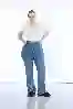 Resim Büyük Beden Mavi Yüksek Bel Flare Jeans