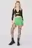 Resim Yeşil Yüksek Bel Lazer Kesim Kot Şort