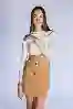 Resim Açık Kahverengi Fitilli Kadife Mini Etek