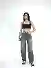 Resim Kadın Baggy Hafif lazerlı Jeans