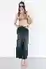 Resim Lacivert Yüksek Bel Ön Yırtmaç Detay Midi Boy Kot etek