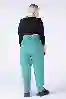 Resim Büyük Beden Petrol Yeşili Paper Bag Mom Jeans