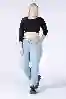 Resim Büyük Beden Açık Mavi Yüksek Bel Mom Jeansl