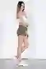 Resim Haki Stoperli Mini Paraşüt Şort