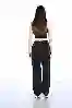 Resim Siyah Yüksek Bel Wideleg Kargo Panolon