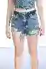 Resim Yüksel Bel Lazerli Mini Kot Şort