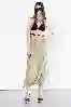 Resim Açık Haki Yüksek Bel Tokalı ve Stoperli Midi Boy Kargo Etek