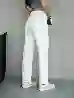Resim Beyaz Mom Fıt Düz denim Pantolon