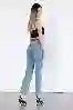 Resim Mavi Yüksek Bel Mom Jeans