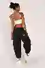 Resim Siyah Dikiş Detay Paraşüt Kargo Pantolon