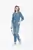 Resim Mavi Ön Dikiş Detaylı Denim Tulum