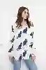 Resim Kedi Baskılı Saten Gömlek