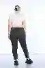 Resim Büyük Beden Antrasit Yüksek Bel Straight Jeans