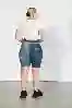 Resim Büyük Beden Mavi Yüksek Bel Bermuda Kot Şort