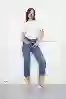 Resim Mavi Mom Paça kesik Düz Jeans