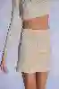 Resim Ekru Fitilli Kadife Mini Etek