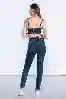 Resim Koyu Mavi Yüksek Bel Mom Jeans