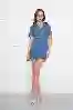 Resim Kısa Kol Denim Elbise
